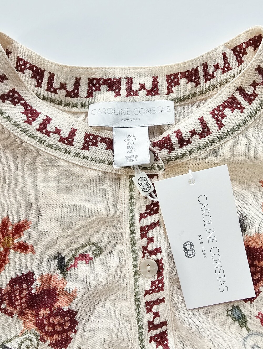 Caroline Constas Zimmermann Cream Embroidered Dress Floral Lace Rare NWT $450 - Picture 3 of 9